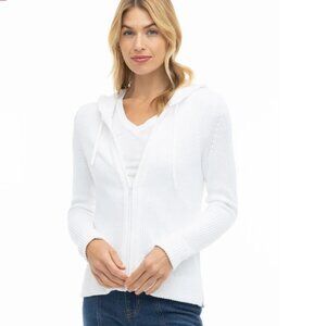 Pura Cashmere - Cotton White Fisherman Hoodie (Size S)